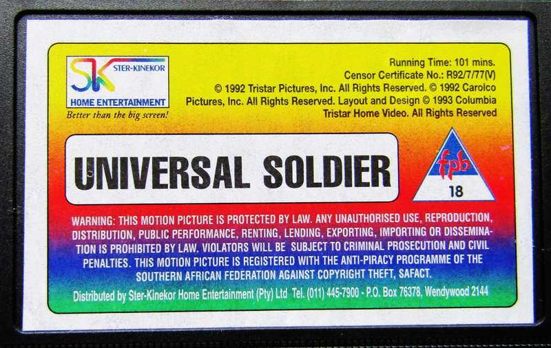 Universal Soldier - Van Damme - Movie VHS Tape (1993)