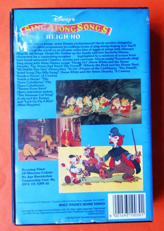 Sing Along Songs - Heigh Ho - Walt Disney VHS Tape (1989)