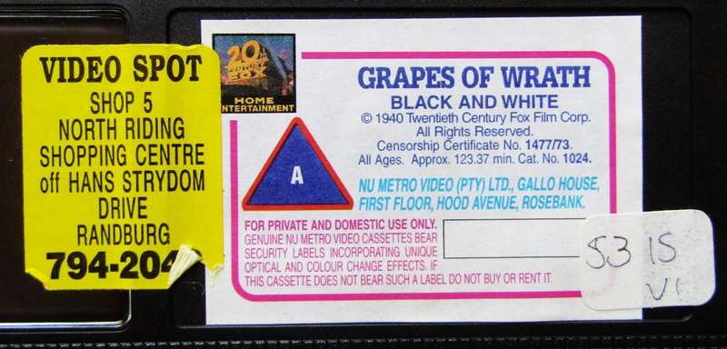 The Grapes of Wrath - Movie VHS Tape (1996)