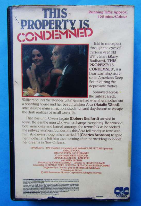 This Property Is Condemned - Movie VHS Tape (1988)