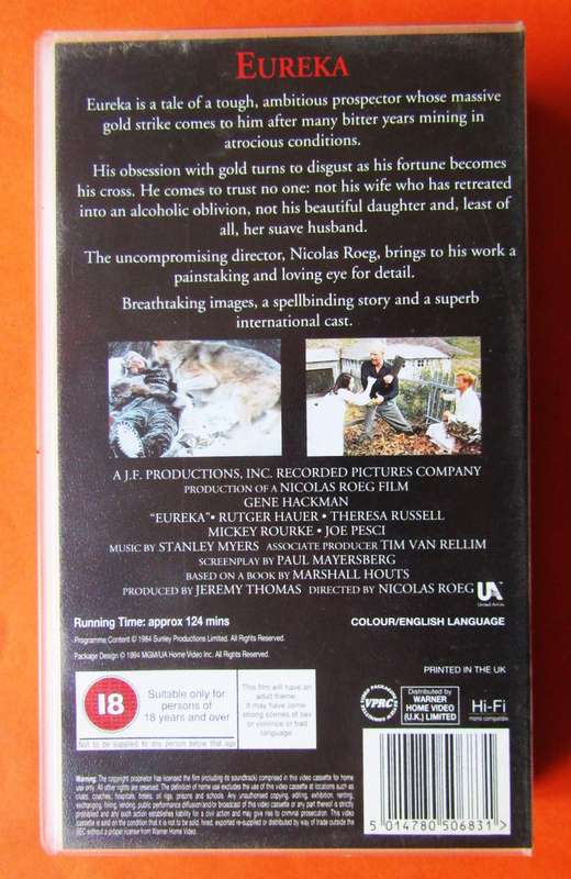 Eureka - Gene Hackman - Movie VHS Tape (1994)