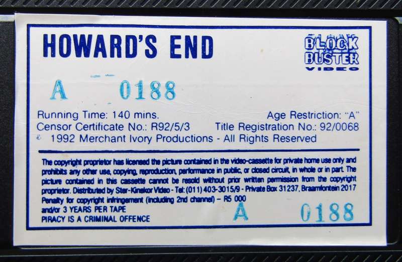 Howards End - Anthony Hopkins - Movie VHS Tape (1992)