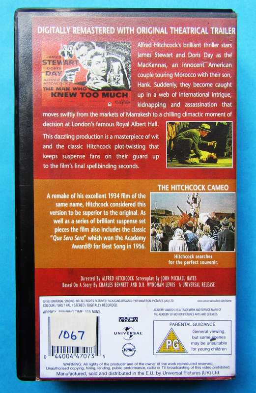The Man Who Knew Too Much - Alfred Hitchcock - Movie VHS Tape (1999)
