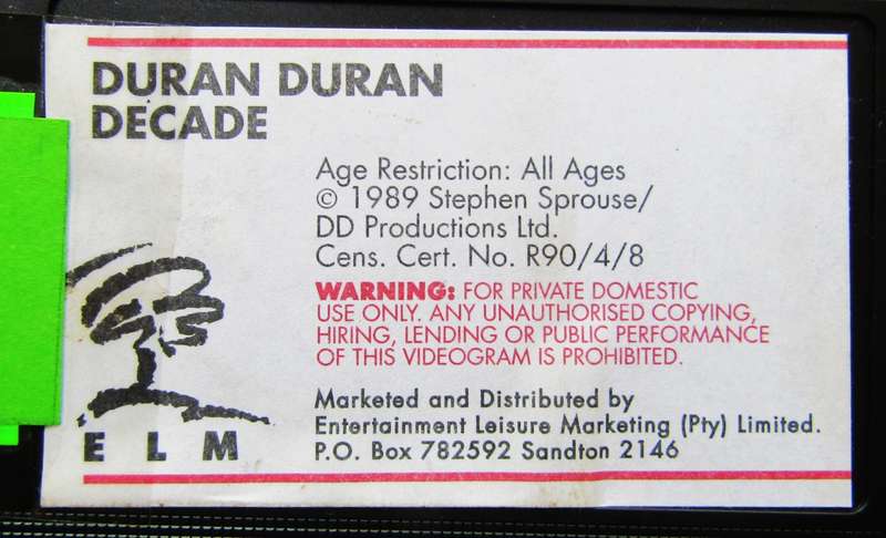 Duran Duran - Decade - VHS Video Tape (1989)