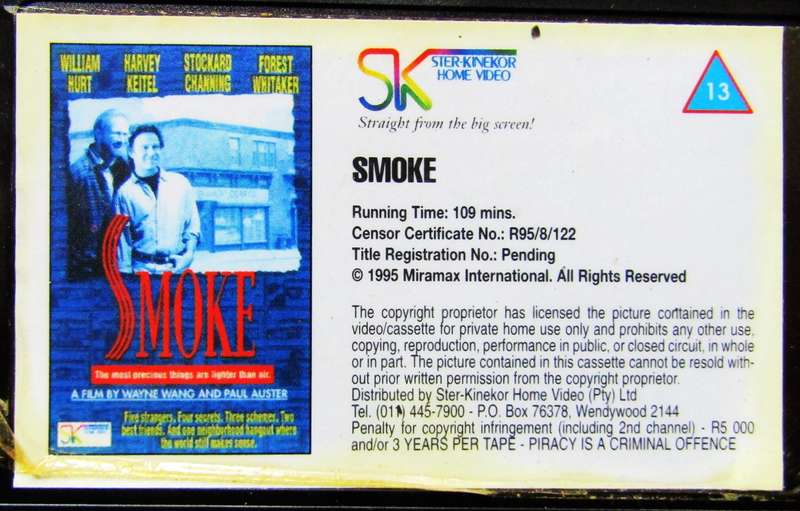 Smoke - Harvey Keitel - Movie VHS Tape (1995)