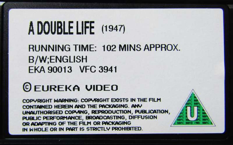 A Double Life - Film Noir Movie VHS Tape (2000)