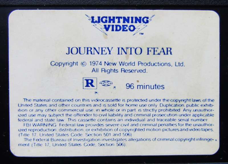 Journey Into Fear - Sam Waterston - Movie VHS Tape (1986)