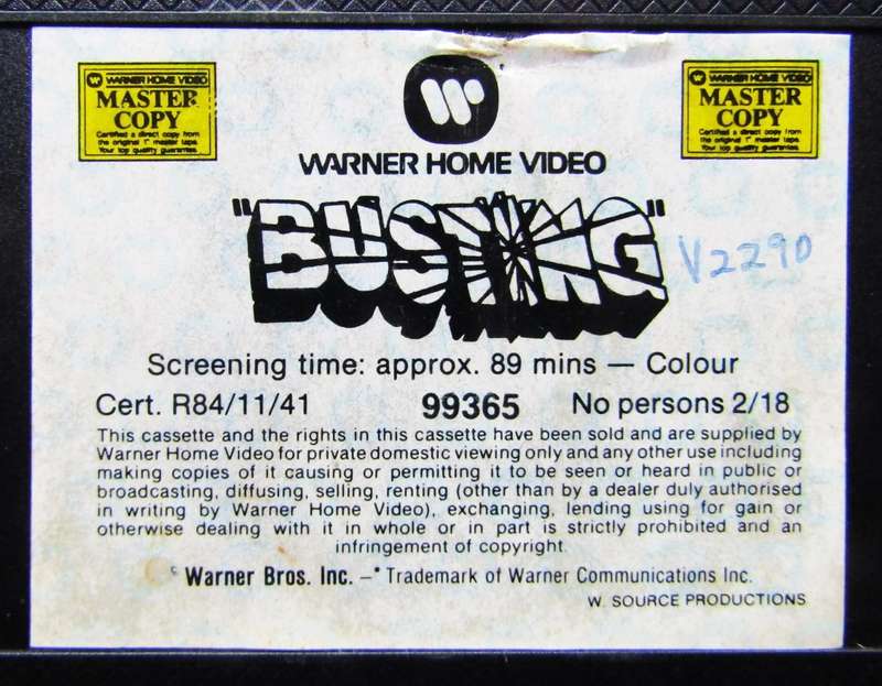 Busting - Elliott Gould - Movie VHS Tape (1984)