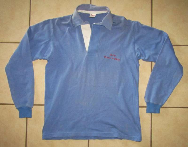 Old Long Sleeve Blou Bulle is Baas Rugby Jersey - Large Size
