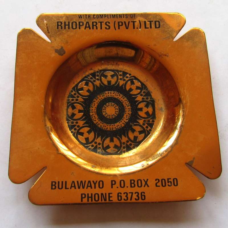 Old Rhodesia Bulawayo Rhoparts Copper Ashtray