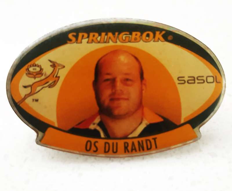 Old Os du Randt Springbok Rugby Lapel Pin Badge
