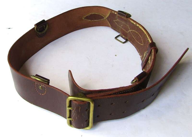 Old Sam Browne Leather Belt with Military Mark