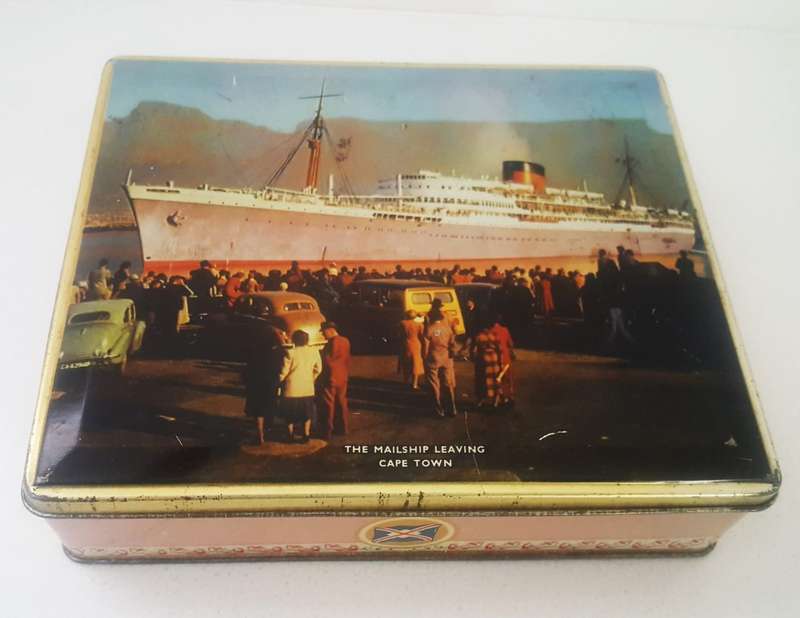 Old Union Castle Mailship Leaving Cape Town Toffee Tin