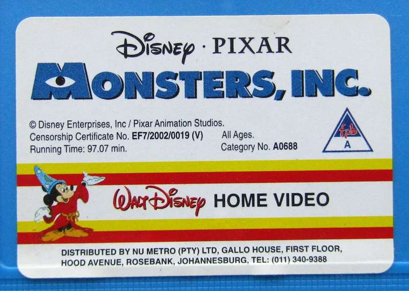 Monsters Inc. - Walt Disney VHS Tape (2002)