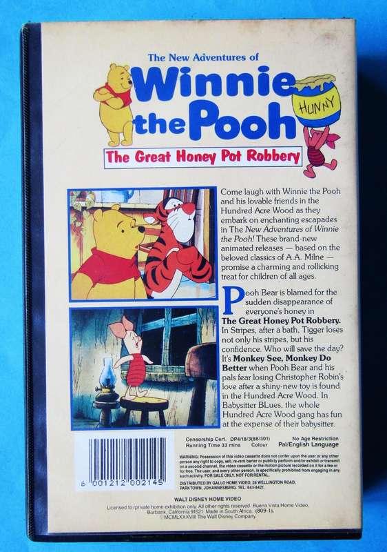 Winnie the Pooh - The Great Honey Pot Robbery - Walt Disney VHS Tape (1988)