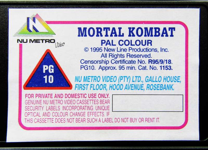 Mortal Kombat - Movie VHS Tape (1995)