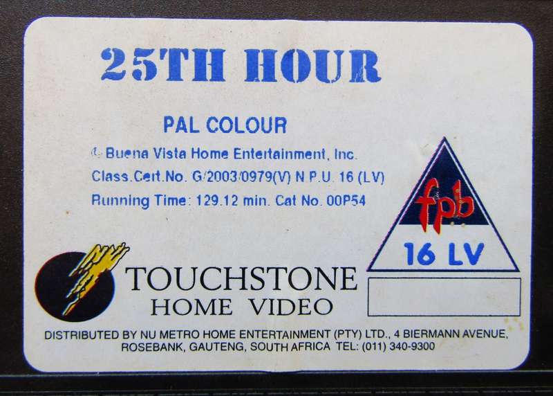 25th Hour - Edward Norton - Movie VHS Tape (2003)