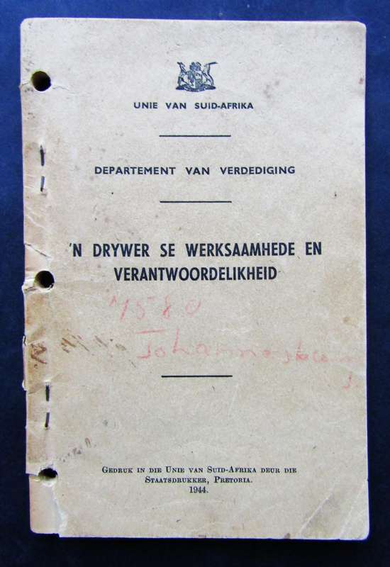 1944 WW2 Union of SA Military Truck Drivers Manual