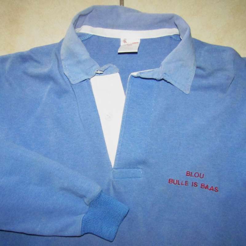 Old Long Sleeve Blou Bulle is Baas Rugby Jersey - Large Size
