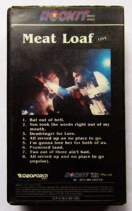 Meat Loaf Live - VHS Video Tape (1984)
