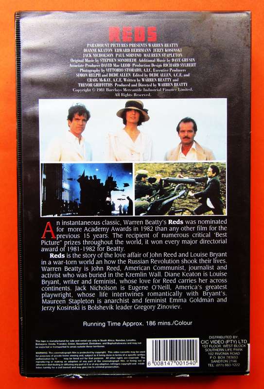 Reds - Warren Beatty - Epic Movie VHS Tape (1981)