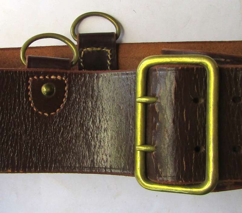 Old Sam Browne Leather Belt with Military Mark