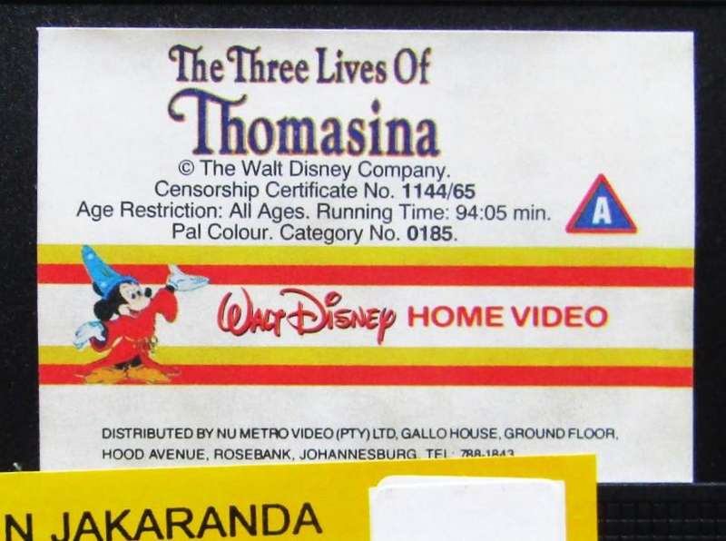 The Three Lives of Thomasina - Walt Disney Movie VHS Tape