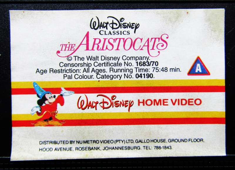 The Aristocats - Walt Disney - Movie VHS Tape