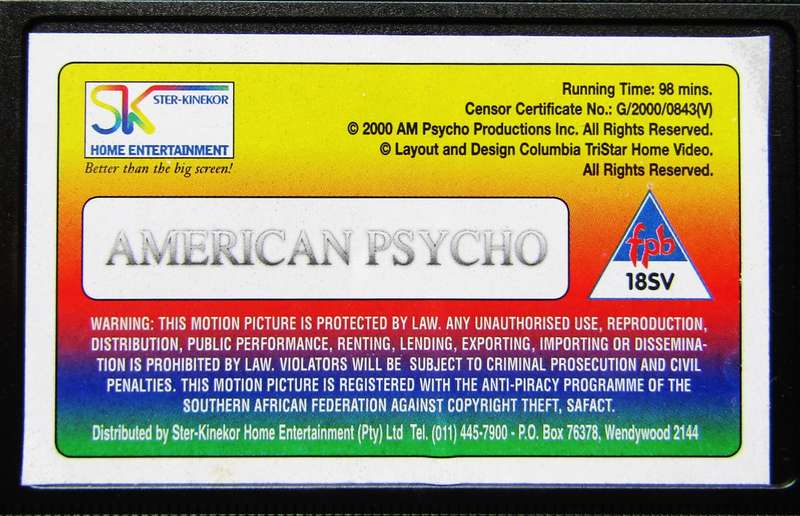 American Psycho - Christian Bale - Horror Movie VHS Tape (2000)