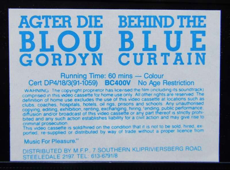 Behind the Blue Curtain - Noord Transvaal Rugby VHS Video Tape (1991)