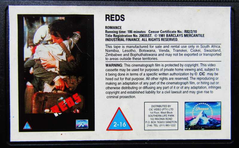 Reds - Warren Beatty - Epic Movie VHS Tape (1981)