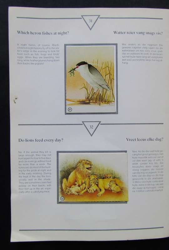 1990 Weet-Bix Birds and Mammals Sticker Card Album