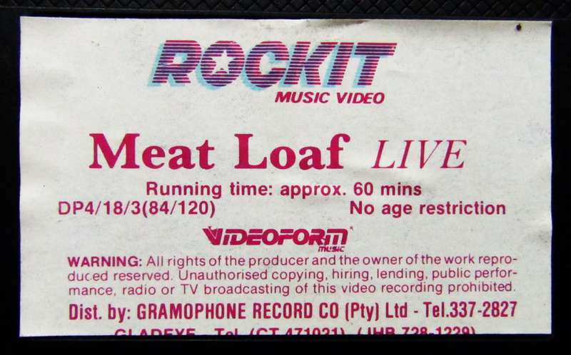 Meat Loaf Live - VHS Video Tape (1984)