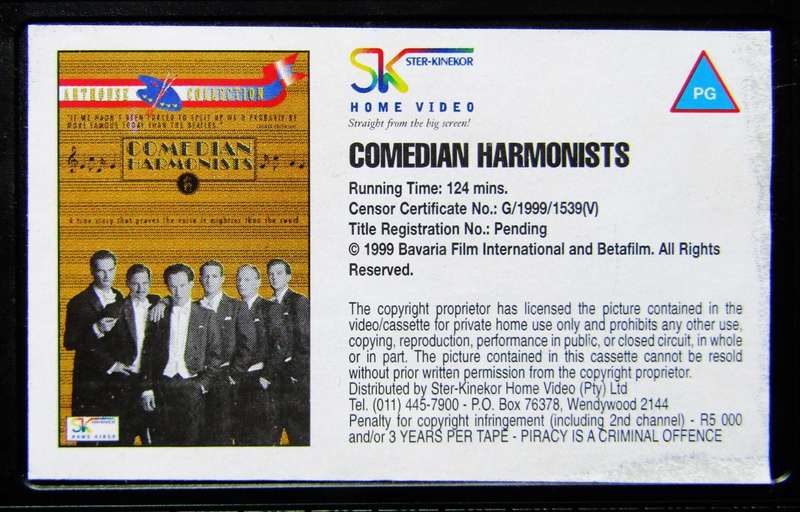 Comedian Harmonists - Movie VHS Tape (1999)