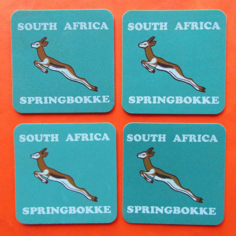 4 Old Springbok Rugby Coasters