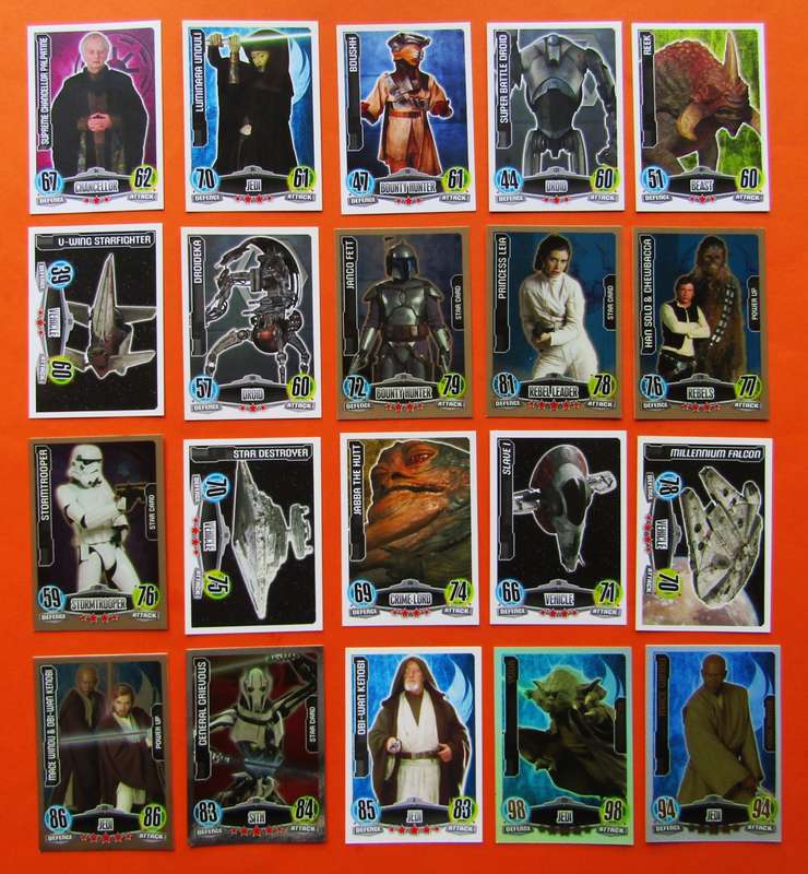 Lot of 20 Star Wars Force Attax Trading Cards
