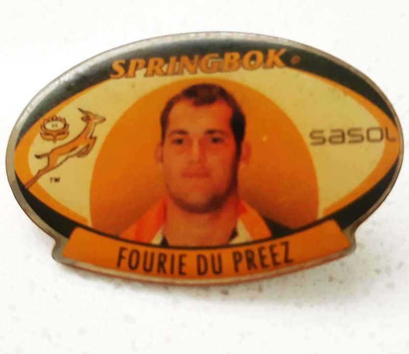 Old Fourie du Preez Springbok Rugby Lapel Pin Badge