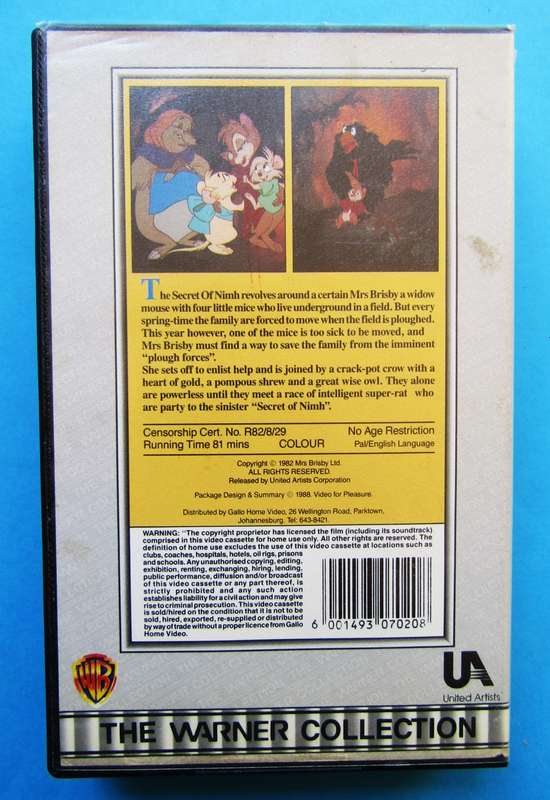 The Secret of NIMH - Movie VHS Tape (1988)