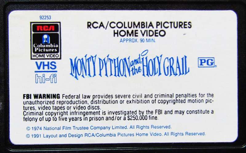Monty Python and the Holy Grail - Movie VHS Tape (1991)