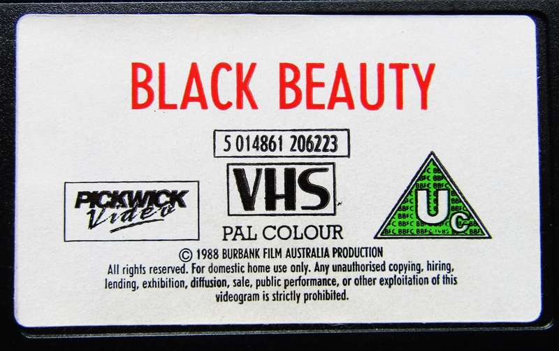 Black Beauty - Animation VHS Tape (1988)