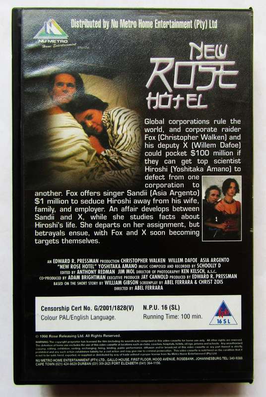 New Rose Hotel - Christopher Walken - Movie VHS Tape (2001)
