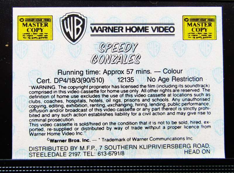 Speedy Gonzales - Looney Tunes - VHS Video Tape (1990)