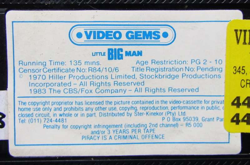 Little Big Man - Dustin Hoffman - Epic Movie VHS Tape (1983)