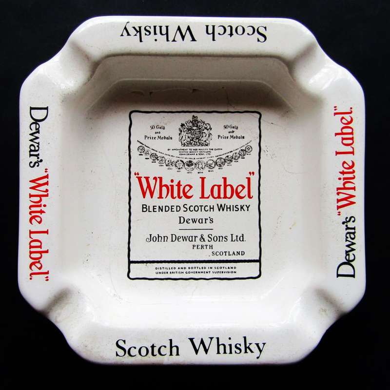 Old Dewar's White Label Whisky Ashtray