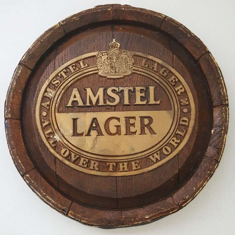 Old Amstel Lager Beer Barrel Sign