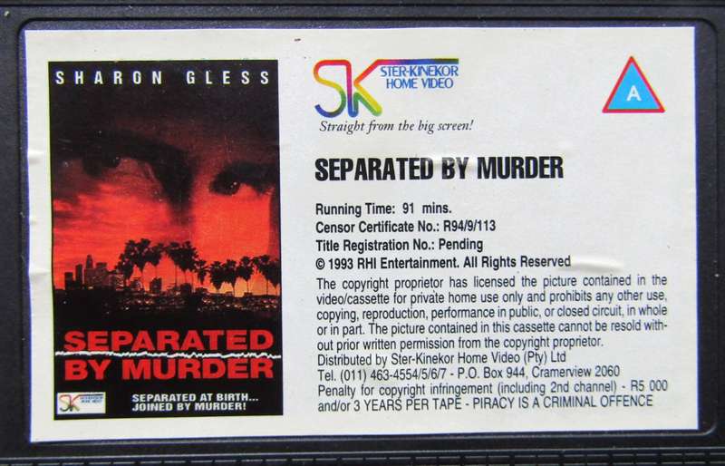 Separated by Murder - Sharon Gless - Movie VHS Tape (1994)