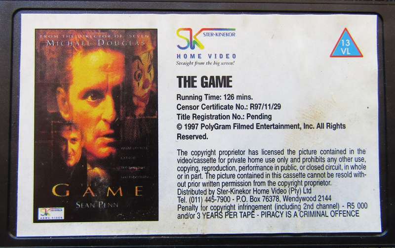 The Game - Michael Douglas - Movie VHS Tape (1997)