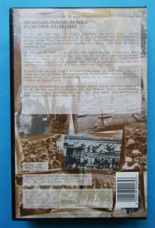 Christiaan de Wet - Boer War VHS Video Tape (1999)