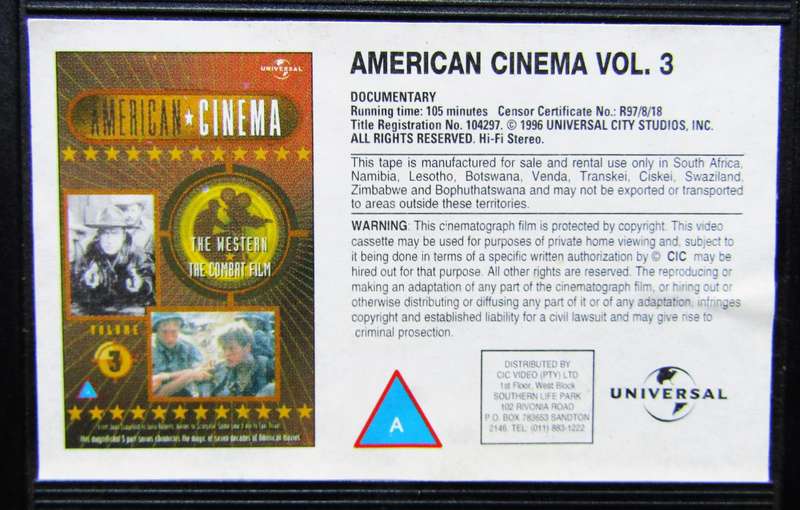 American Cinema Vol 3 - VHS Video Tape (1996)