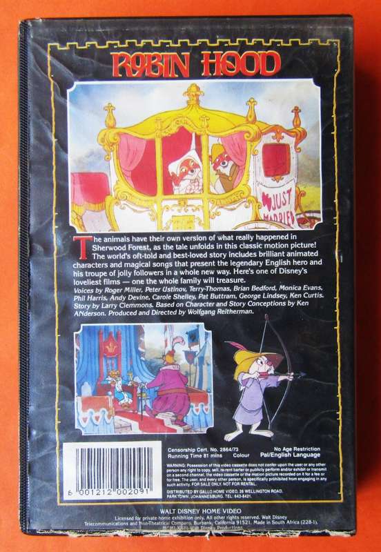 Robin Hood - Walt Disney VHS Tape